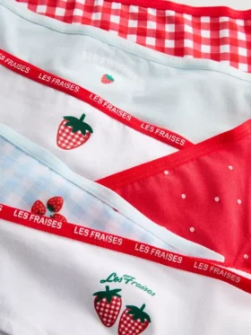 2–15 lat | 6 szt. majtek typu hipster z motywem truskawek