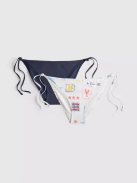 2 szt. wzorzystych fig bikini wiązanych z boku