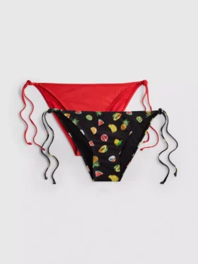 2 szt. wzorzystych fig bikini wiązanych z boku