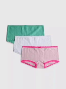 3-pak mini szortów typu boy shorts z wzorem pointelle