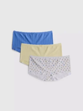 3-pak mini szortów typu boy shorts z wzorem pointelle
