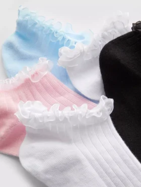 5-pak skarpetki do sneakersów z tiulową lamówką
