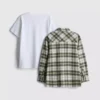 7–15 lat | komplet składający się z T-shirtu i koszuli w kratę