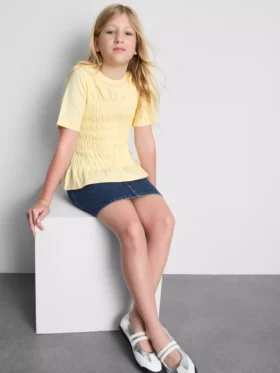 7–15 lat | T-shirt z marszczonym peplum