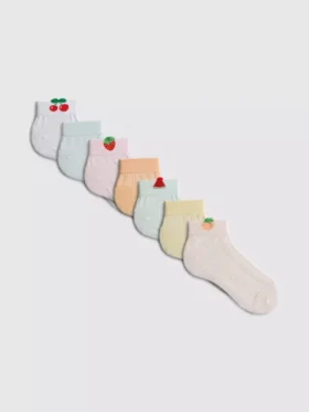 7-pak skarpetek do kostek z motywem owoców