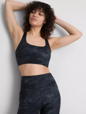 Aktywny top typu crop top z nadrukiem marmuru i tyłem typu racerback