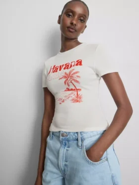 Bawełniana koszulka dziecięca z nadrukiem w stylu havana
