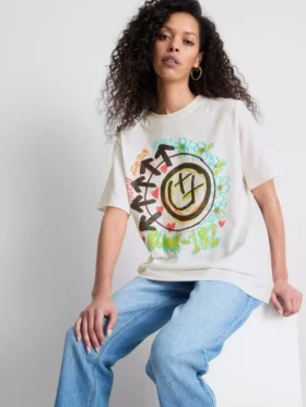 Bawełniana koszulka z logo Blink 182 o luźnym kroju