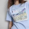 Bawełniana koszulka z motywem pejzażu Vincenta van Gogha