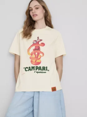 Bawełniana koszulka z okrągłym dekoltem Campari