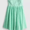 Bawełniana mini sukienka bandeau w kratkę