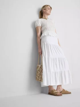 Bawełniana spódnica maxi w stylu wiejskim z warstwami