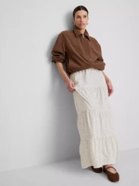Bawełniana spódnica maxi w stylu wiejskim z warstwami