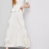 Bawełniana spódnica maxi w stylu wiejskim z warstwami