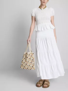 Bawełniana spódnica maxi w stylu wiejskim z warstwami