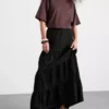 Bawełniana spódnica maxi w stylu wiejskim z warstwami