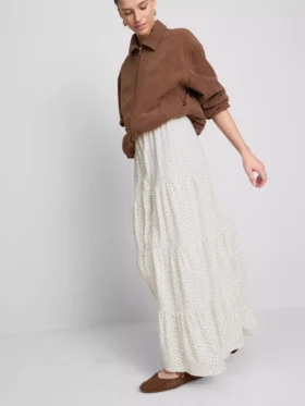 Bawełniana spódnica maxi w stylu wiejskim z warstwami