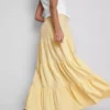 Bawełniana spódnica maxi w stylu wiejskim z warstwami