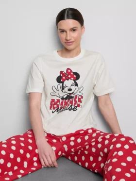 Bawełniane piżamy z nadrukiem Minnie Mouse firmy Disney