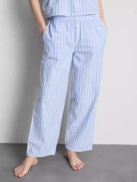 Bawełniane spodnie od piżamy w paski w stylu oxford