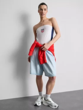 Bawełniany top bandeau z motywem piłki nożnej USA