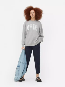 Bluza z nadrukiem w stylu oversize z motywem Nowego Jorku
