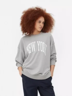 Bluza z nadrukiem w stylu oversize z motywem Nowego Jorku