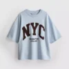Bluza z szerokimi rękawami z dużą zawartością bawełny, w stylu NYC