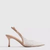 Buty na obcasie z paskiem z tyłu „Diamanta” z imitacją pereł
