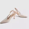 Buty na obcasie z paskiem z tyłu „Diamanta” z imitacją pereł