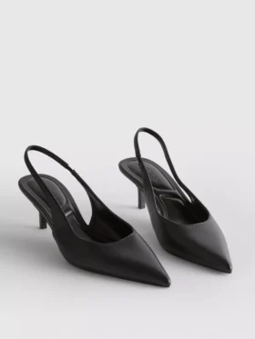 Buty na obcasie z paskiem z tyłu z imitacji skóry