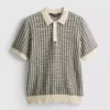 Dzianinowa koszulka polo w kratę
