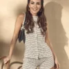Dzianinowa koszulka w paski z guzikami Paula Echevarría