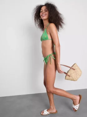 Figi bikini w kratkę z wiązaniem z boku