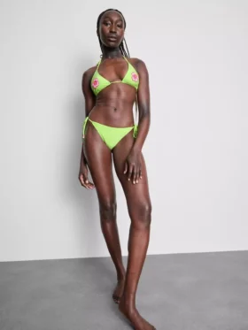 Figi bikini wiązane z boku, z koralikami