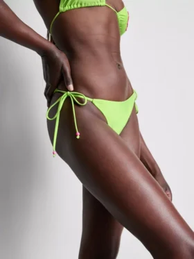 Figi bikini wiązane z boku, z koralikami
