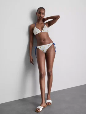 Figurujące figi bikini w kolorze cytrynowym wiązane z boku