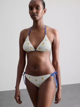 Figurujące figi bikini w kolorze cytrynowym wiązane z boku