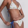 Figurujące figi bikini w kolorze cytrynowym wiązane z boku