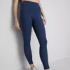Gładkie legginsy sportowe z wzmocnieniem i detalami w postaci rurek