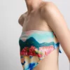Góra bikini w stylu bandany z malowniczym nadrukiem