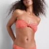 Górka bikini typu bandeau w paski z wiązaniem