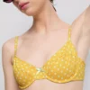 Górka bikini z fiszbinami w kształcie serca w kropki