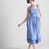Haftowana sukienka maxi w paski