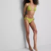 Haftowany trójkątny top bikini z motywem ryb