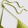 Haftowany trójkątny top bikini z motywem ryb