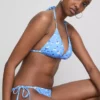 Komplet bikini z trójkątnymi stanikami wiązanymi z boku