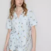 Krótka piżama typu boyfriend z nadrukiem „Breakfast”