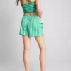 Krótki top bandeau w paski z przewagą bawełny