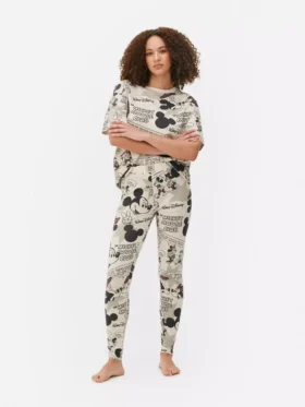 Legginsy piżamowe w stylu retro z Myszką Miki Disneya